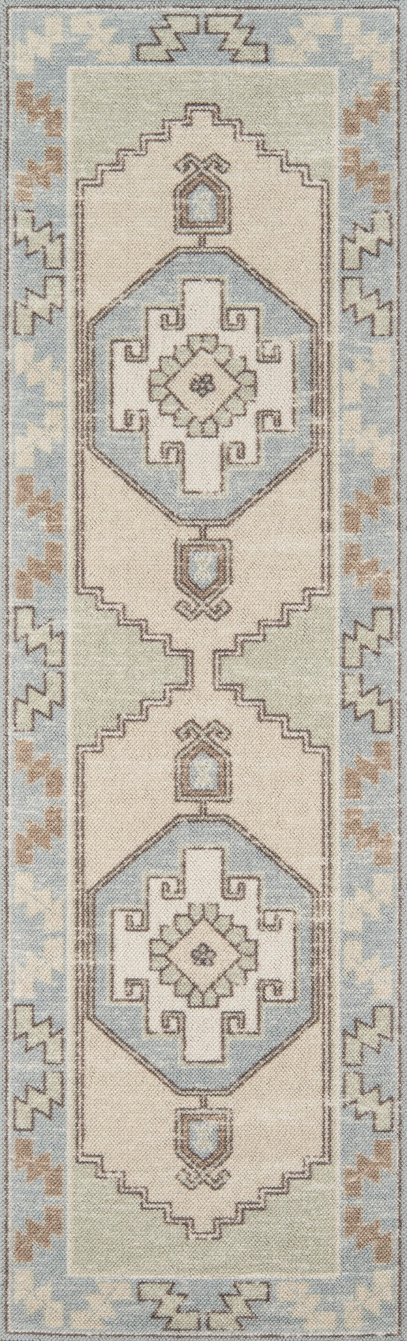 Momeni Anatolia ANA-2 Machine Made Traditional Medallion Indoor Area Rug Light Blue 9'9" x 12'6" ANATOANA-2LBL99C6
