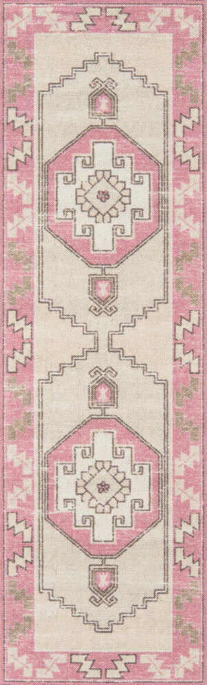 Momeni Anatolia ANA-2 Machine Made Traditional Medallion Indoor Area Rug Pink 9'9" x 12'6" ANATOANA-2PNK99C6