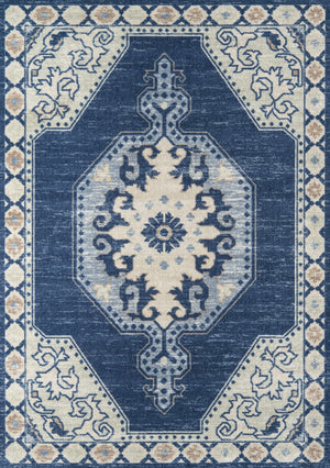 Momeni Anatolia ANA-3 Machine Made Traditional Medallion Indoor Area Rug Navy 9'9" x 12'6" ANATOANA-3NVY99C6