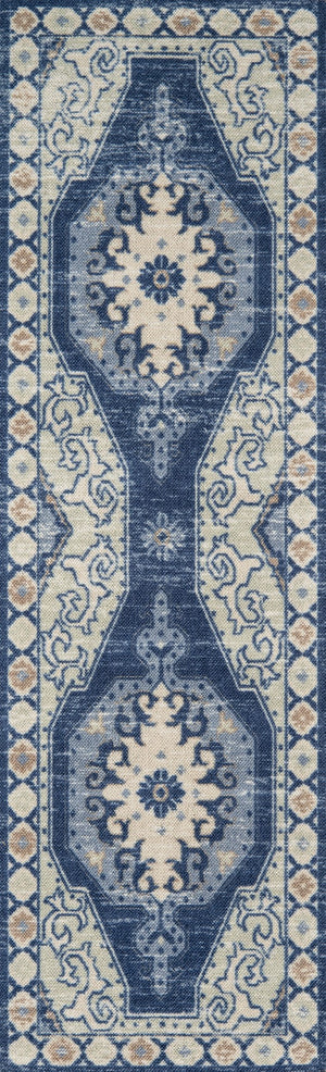 Momeni Anatolia ANA-3 Machine Made Traditional Medallion Indoor Area Rug Navy 9'9" x 12'6" ANATOANA-3NVY99C6