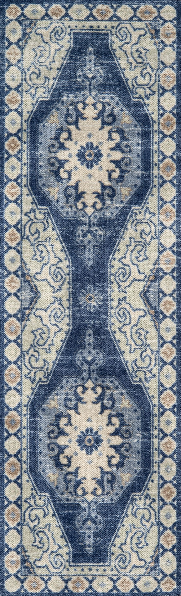 Momeni Anatolia ANA-3 Machine Made Traditional Medallion Indoor Area Rug Navy 9'9" x 12'6" ANATOANA-3NVY99C6