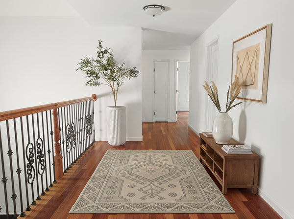 Momeni Anatolia ANA11 Machine Made Traditional Medallion Indoor Area Rug Sage 9'9" x 12'6" ANATOANA11SAG99C6