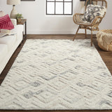 Anica Moroccan Diamond Wool Tufted Rug, Ivory/Chambray Blue, 9ft x 12ft Area Rug