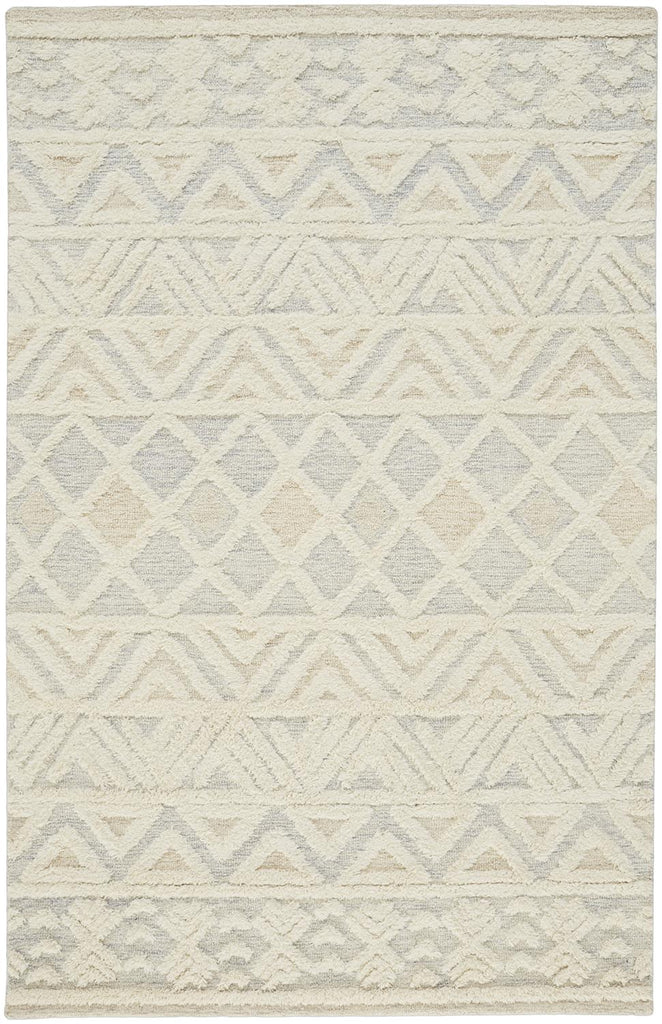 Anica Moroccan Chevorn Wool Tufted Rug, Ivory/Chambray Blue, 9ft x 12ft Area Rug