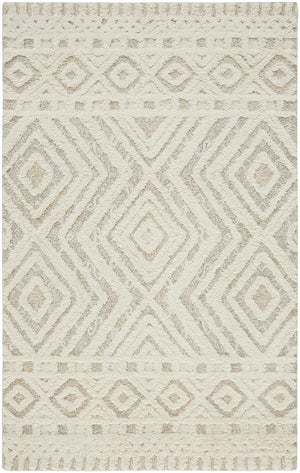 Anica Moroccan Wool Rug w/Diamonds, Ivory/Natrual Tan, 9ft x 12ft Area Rug