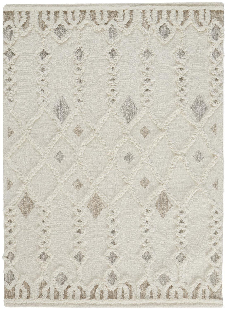 Anica 8011F Hand Tufted Geometric Wool Rug English Elm