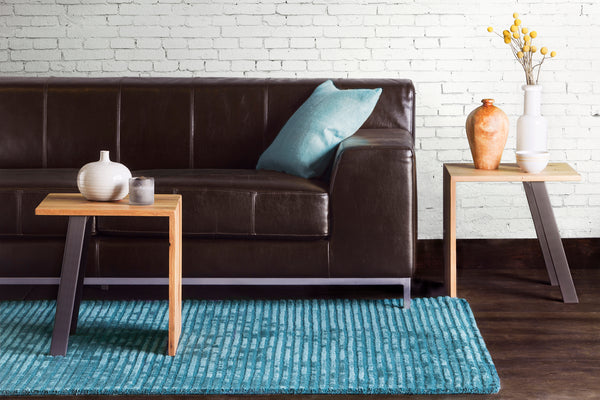 Chandra Rugs Angelo 60% Wool + 40% Viscose Hand-Tufted Solid Rug Blue 9' x 13'