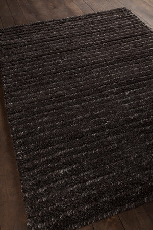 Chandra Rugs Anni 100% Wool Hand-Woven Contemporary Rug Charcoal/Ivory 9' x 13'