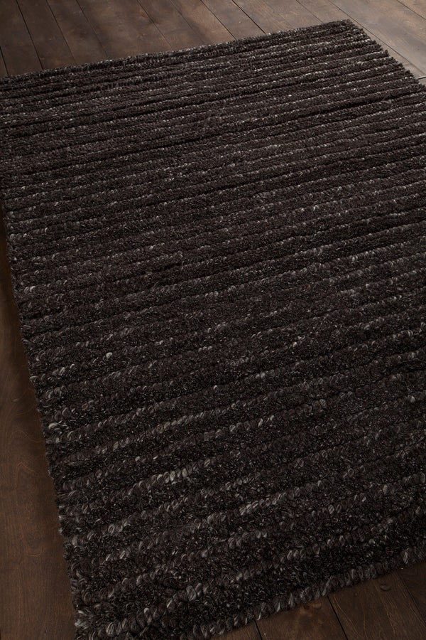 Chandra Rugs Anni 100% Wool Hand-Woven Contemporary Rug Charcoal/Ivory 9' x 13'