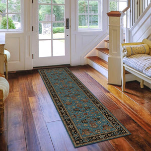 AMER Rugs Antiquity ANQ-12 Hand-Knotted Persian Classic Area Rug Turquoise 2'6" x 10'