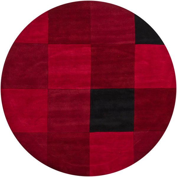 Chandra Rugs Antara 100% Wool Hand-Tufted Contemporary Rug Red/Black 7'9 Round