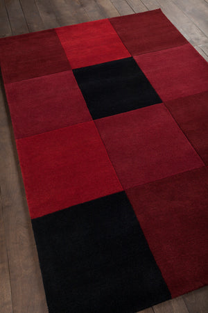 Chandra Rugs Antara 100% Wool Hand-Tufted Contemporary Rug Red/Black 7'9 Round