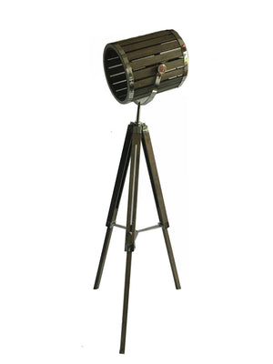 Bethel Chrome Floor Lamp in Metal & Wood