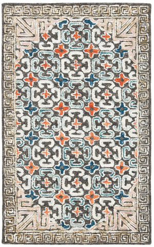 Aspen 294 Bohemian Hand Tufted Wool & Viscose Pile Rug Blue / Taupe