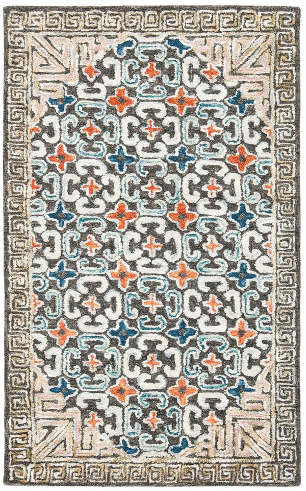 Aspen 294 Bohemian Hand Tufted Wool & Viscose Pile Rug Blue / Taupe