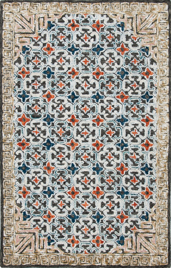 Aspen 294 Bohemian Hand Tufted Wool & Viscose Pile Rug Blue / Taupe