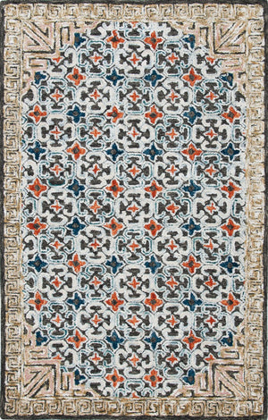 Aspen 294 Bohemian Hand Tufted Wool & Viscose Pile Rug Blue / Taupe