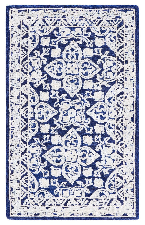 Aspen 296 Bohemian Hand Tufted Wool & Viscose Pile Rug Navy / Ivory