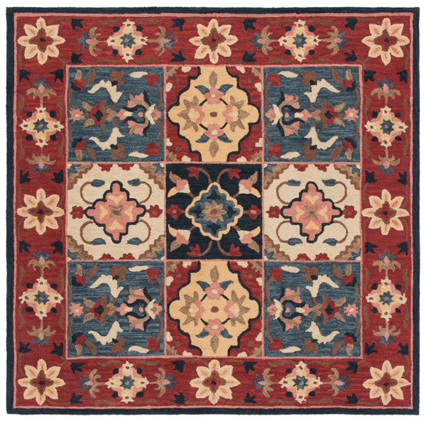 Aspen 402 Hand Tufted 80% Wool, 20% Cotton Bohemian Rug Red / Gold 80% Wool, 20% Cotton APN402Q-7SQ