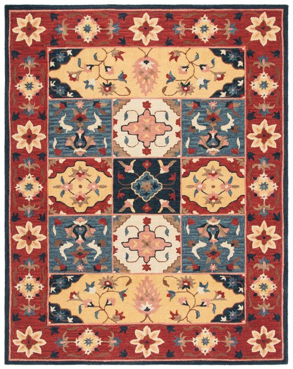 Aspen 402 Hand Tufted 80% Wool, 20% Cotton Bohemian Rug Red / Gold 80% Wool, 20% Cotton APN402Q-8