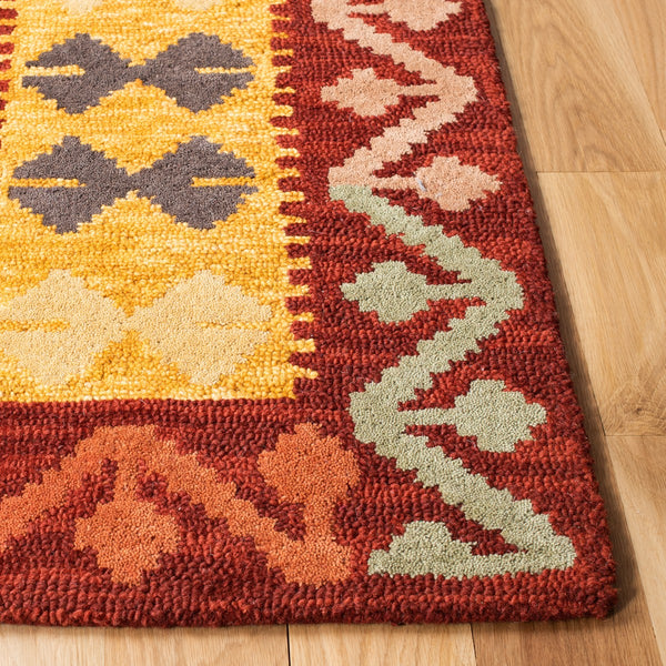 Aspen 403 Hand Tufted 80% Wool, 20% Cotton Bohemian Rug Red / Gold 80% Wool, 20% Cotton APN403Q-9