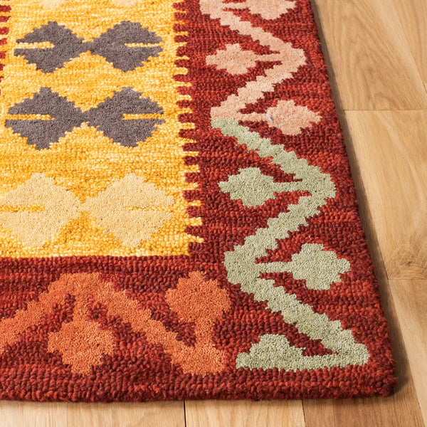 Aspen 403 Hand Tufted 80% Wool, 20% Cotton Bohemian Rug Red / Gold 80% Wool, 20% Cotton APN403Q-5