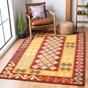 Aspen 403 Hand Tufted 80% Wool, 20% Cotton Bohemian Rug Red / Gold 80% Wool, 20% Cotton APN403Q-9