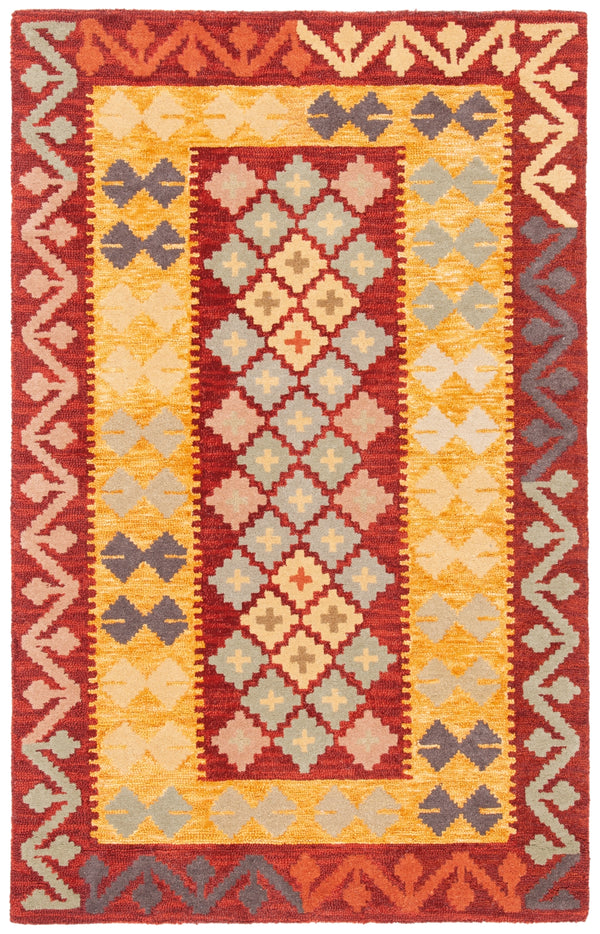 Aspen 403 Hand Tufted 80% Wool, 20% Cotton Bohemian Rug Red / Gold 80% Wool, 20% Cotton APN403Q-5