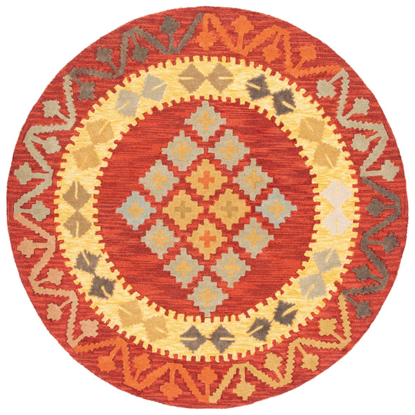 Aspen 403 Hand Tufted 80% Wool, 20% Cotton Bohemian Rug Red / Gold 80% Wool, 20% Cotton APN403Q-7R