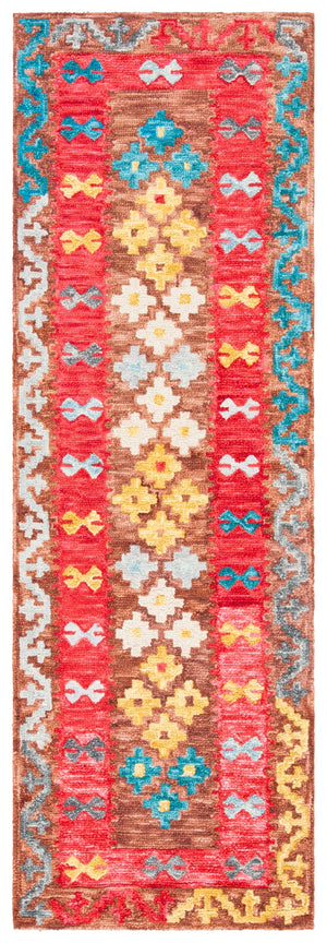 Aspen 403 Hand Tufted 80% Wool, 20% Cotton Bohemian Rug Brown / Red 80% Wool, 20% Cotton APN403T-27