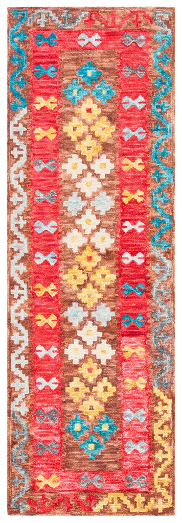 Aspen 403 Hand Tufted 80% Wool, 20% Cotton Bohemian Rug Brown / Red 80% Wool, 20% Cotton APN403T-27