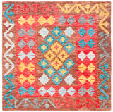 Aspen 403 Hand Tufted 80% Wool, 20% Cotton Bohemian Rug Brown / Red 80% Wool, 20% Cotton APN403T-7SQ