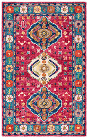 Aspen 527 Bohemian Hand Tufted 80% Wool, 20% Cotton Rug Red / Blue