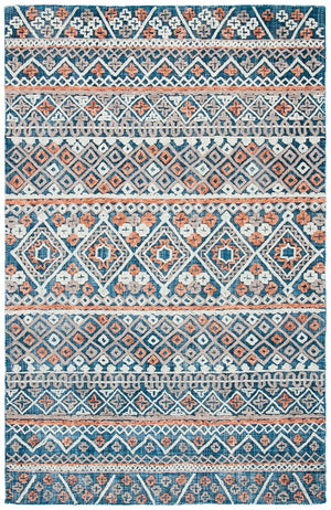 Aspen 530 Bohemian Handtufted 80% Wool 20% Cotton Rug Blue / Orange