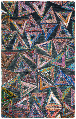 Aspen 533 Bohemian Handtufted 80% Wool 20% Cotton Rug Dark Green / Black