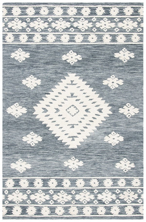 Aspen 550 Bohemian Hand Tufted 100% Wool Pile Rug Dark Grey / Ivory