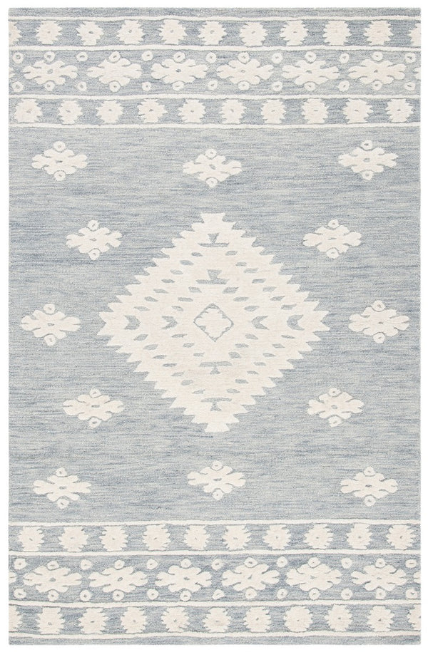 Aspen 550 Bohemian Hand Tufted 100% Wool Pile Rug Light Grey / Ivory