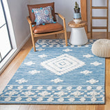 Aspen 550 Bohemian Hand Tufted 100% Wool Pile Rug Blue / Ivory