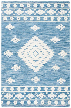 Aspen 550 Bohemian Hand Tufted 100% Wool Pile Rug Blue / Ivory