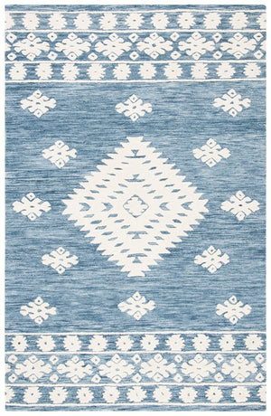 Aspen 550 Bohemian Hand Tufted 100% Wool Pile Rug Navy / Ivory