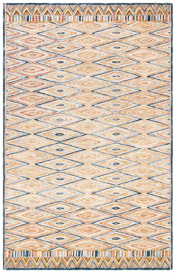 Aspen 808 Bohemian Hand Tufted 100% Wool Pile Rug Gold / Rust