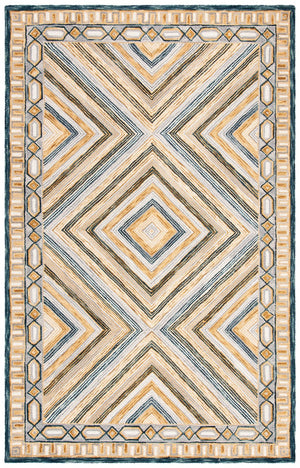 Aspen 809 Bohemian Hand Tufted 100% Wool Pile Rug Navy / Gold