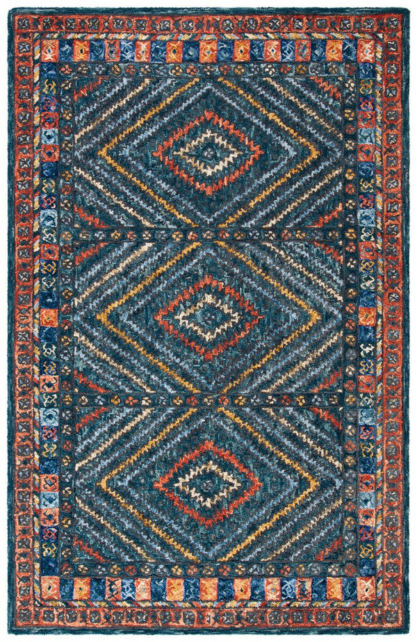 Aspen 815 Bohemian Hand Tufted 100% Wool Pile Rug Rust / Green