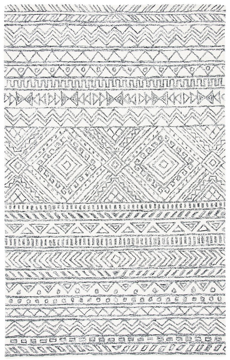 Aspen 821 Bohemian Hand Tufted 100% Wool Pile Rug Ivory / Black