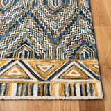 Aspen 822 Bohemian Hand Tufted 100% Wool Pile Rug Blue / Gold