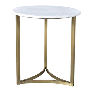 Dovetail Maz Round Marble and Brushed Brass Finish Side Table AQ111B