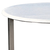 Dovetail Maz Round 22" Marble and Brushed Nickel Finish Side Table AQ111N