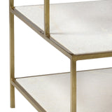 Dovetail Baxter Three Tierd White Marble and Bushed Brass Finished Iron Framed Side Table AR012B