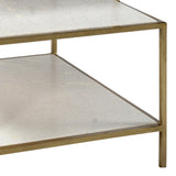 Dovetail Baxter Three Tierd White Marble and Bushed Brass Finished Iron Framed Side Table AR012B