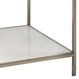 Dovetail Baxter Three Shelved White Marble and Bushed Antique Nickel Finished Iron Framed Side Table AR013N